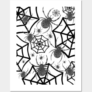 Halloween Black And White Spider Posters and Art